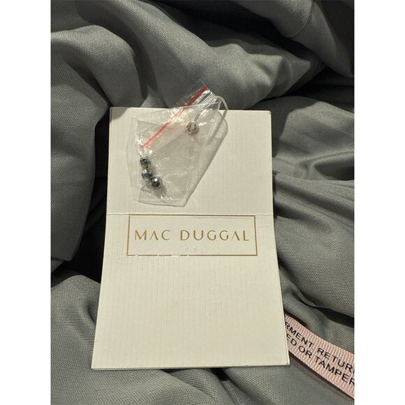 MAC DUGGAL 20252 High Neck Elbow Sleeve Embellished A-Line Dress Size 12 Silver - Picture 10 of 11